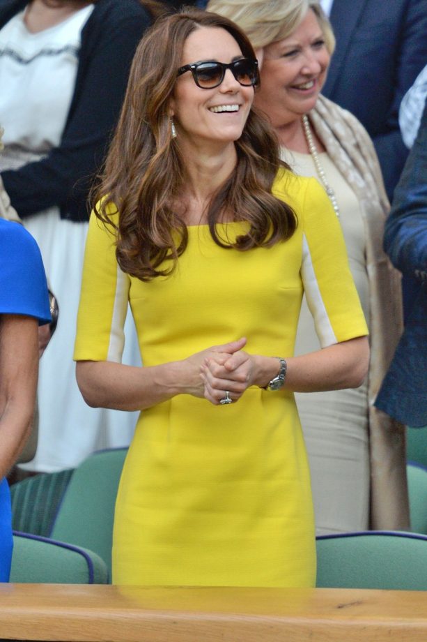 Kate Middleton Looks Super Sunny In A Yellow Roksanda Ilincic Dress At Wimbledon, 2016