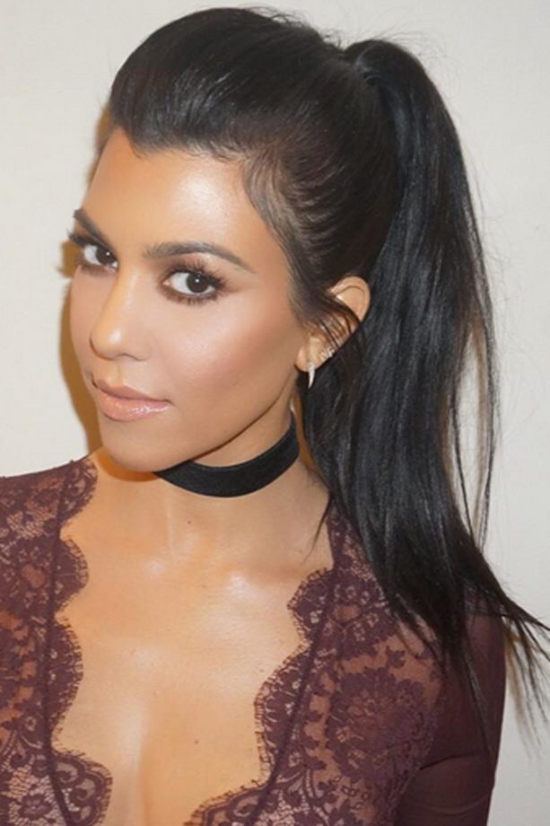 Kourtney Kardashian Rocks A Classic High Ponytail, 2016