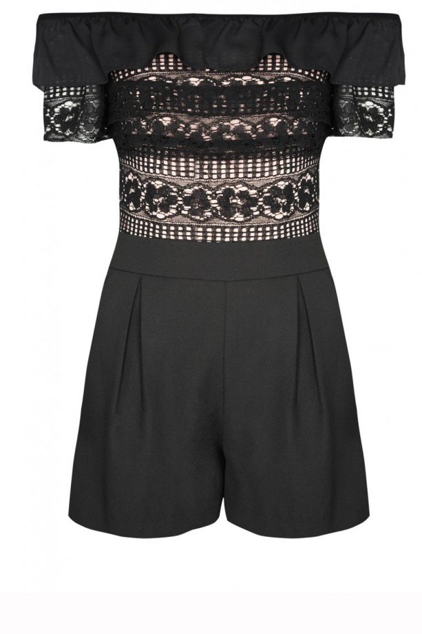 LOOK x Glamorous Black Bardot Lace Playsuit, £40