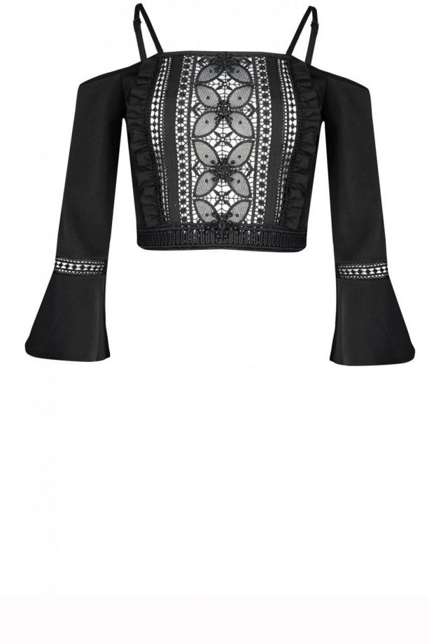 LOOK x Glamorous Black Crochet Bardot Crop Top, £35