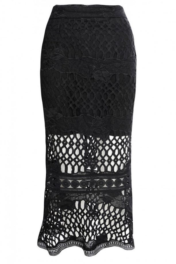 LOOK x Glamorous Black Crochet Midi Skirt, £40