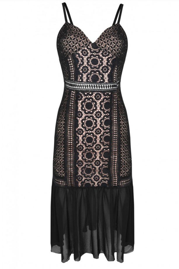 LOOK x Glamorous Black Lace Drop Waist Bodycon Dress, £60