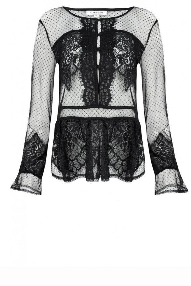 LOOK x Glamorous Black Sheer Peplum Blouse, £40