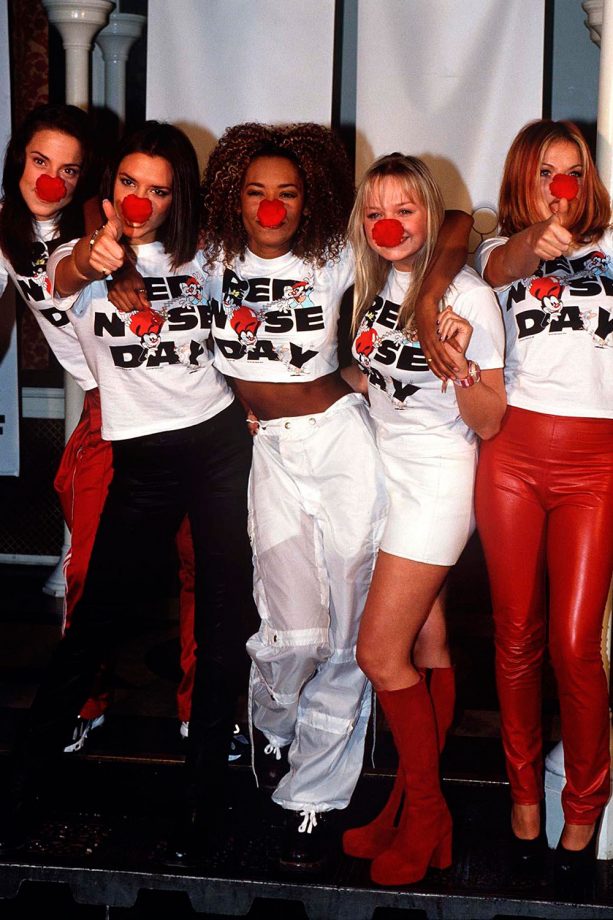 Spice Girls Show Their Support For Comic Relief In London, 1997