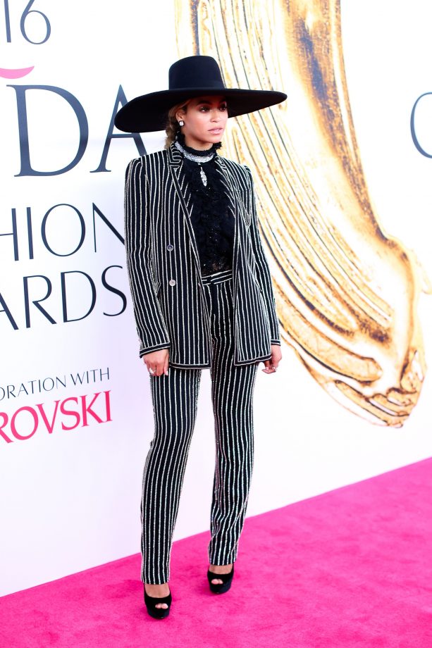 Beyoncé Rocks An Embellished Monochrome Suit At The CFDA Fashion Awards, 2016