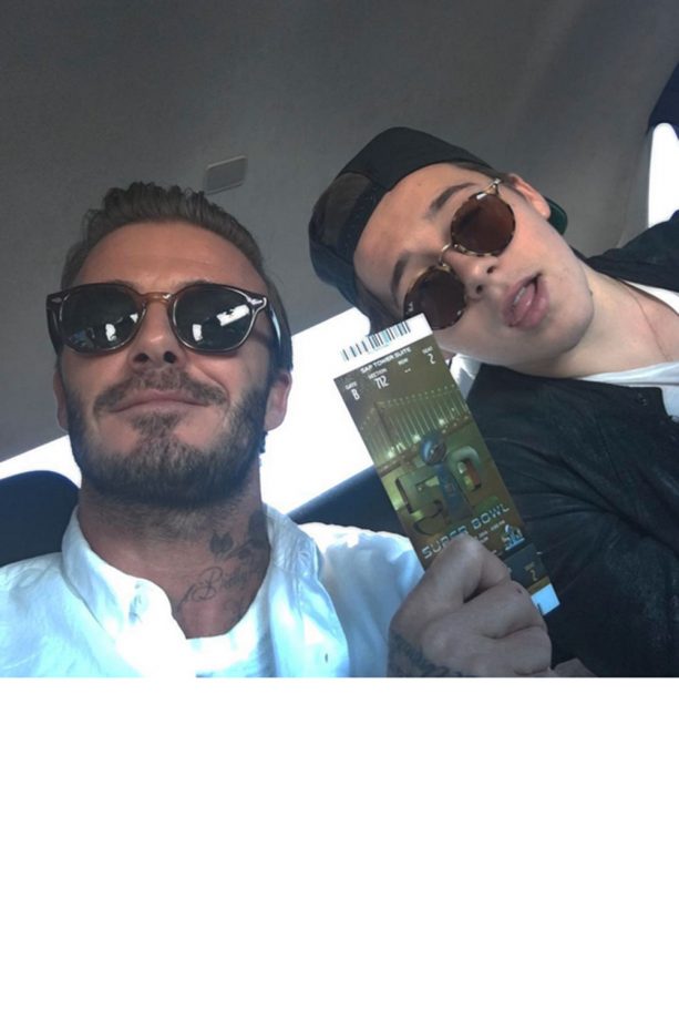 David And Brooklyn Beckham Head To The Super Bowl Together, 2016