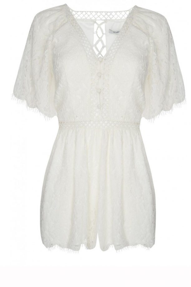 LOOK x Glamorous White Feathered Lace Playsuit, £40
