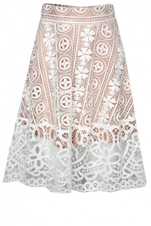 LOOK x Glamorous White Lace Midi Skirt, £40