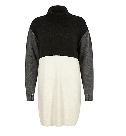 River Island Grey Colour Block Knitted Jumper Dress £38