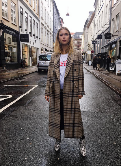 Pernille Teisbaek wearing the Mango checked coat