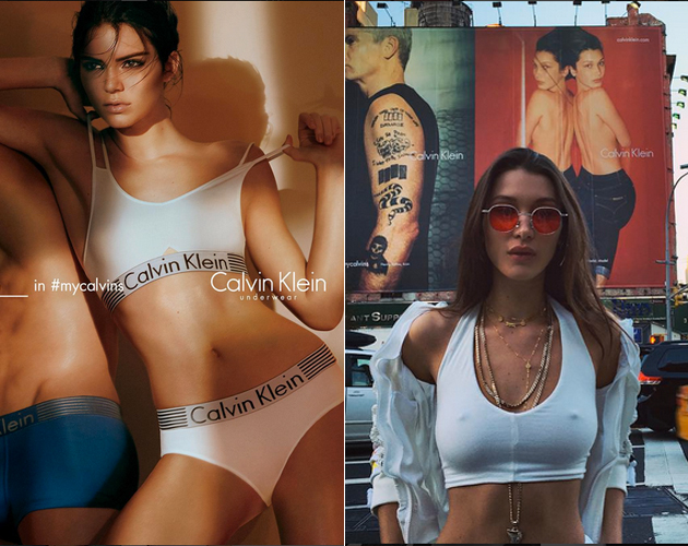 Kendall Jenner and Bella Hadid show off their Calvin Klein campains on Instagram