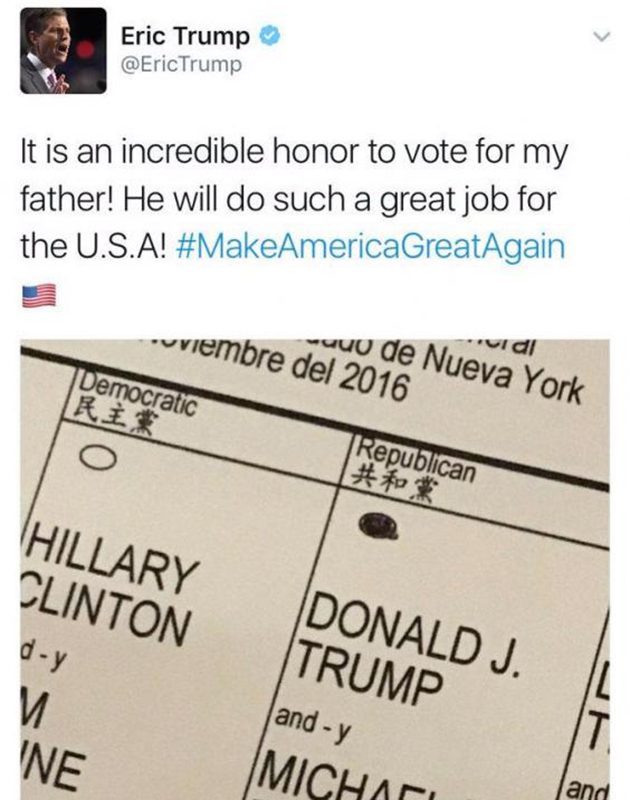 Eric Trump Tweet