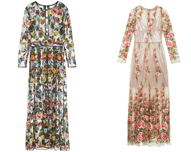 Floral dress, £130, Coming Soon. Rose print sheer dress, £77