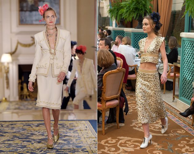 L-R: Cara Delevingne and Lily-Rose Depp on the Chanel catwalk