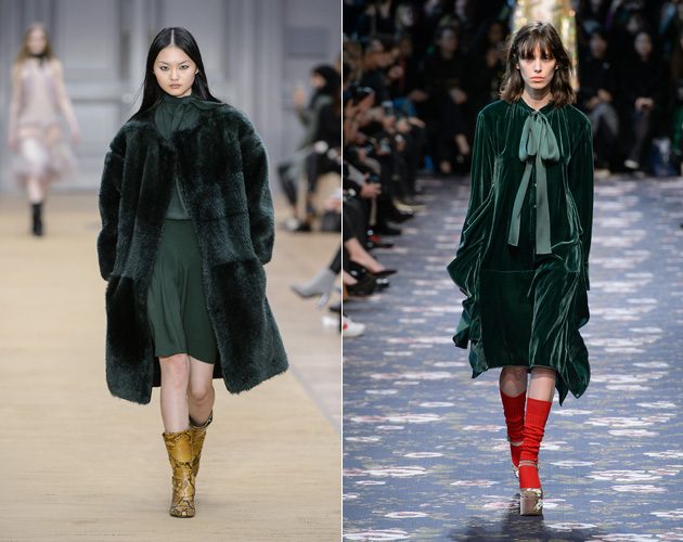 L-R: Chloé and Rochas both showed forest green for AW16