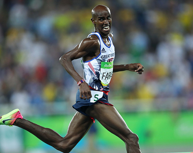 Mo Farah at this year's 2016 Olympics...
