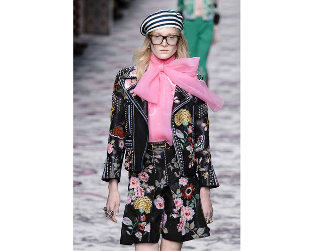 Gucci showed the original floral biker jacket at Milan Fashion Week SS16