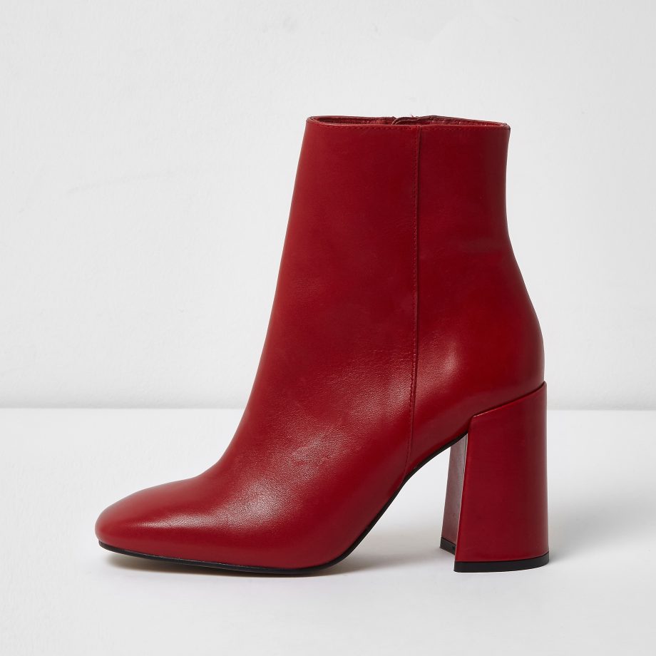River Island Red Block Heel Boot £80