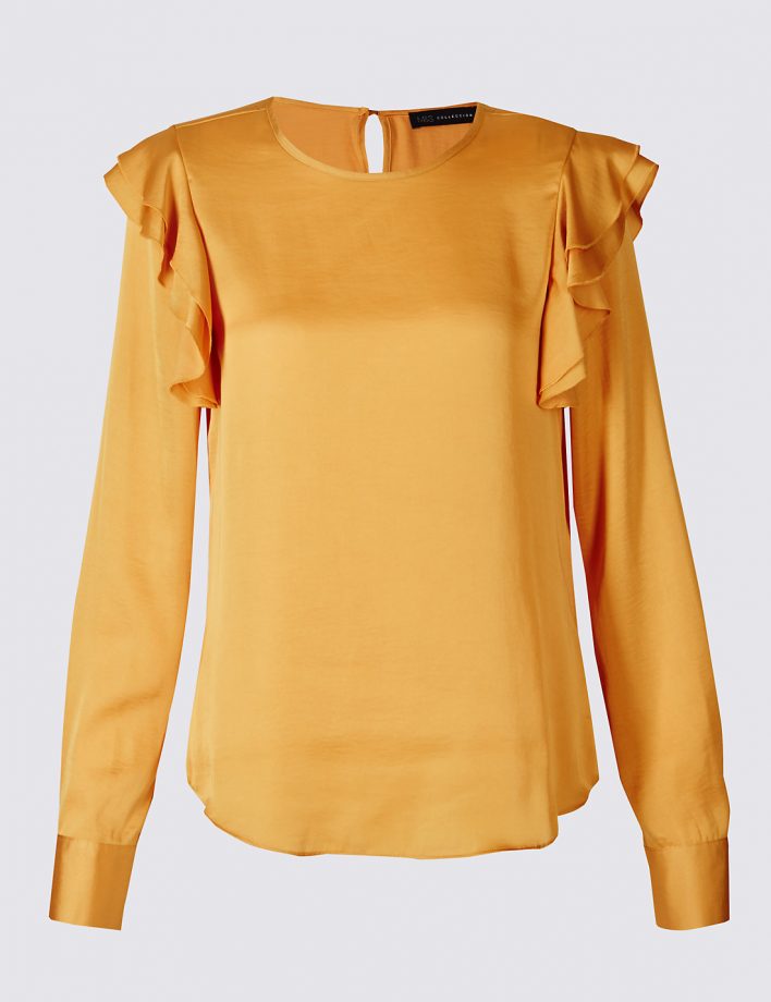 M&S Frill Shoulder Round Neck Top £25