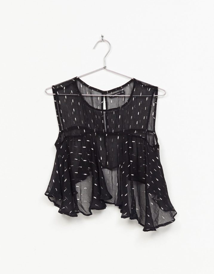 Sheer Black Top, £17.99, Bershka