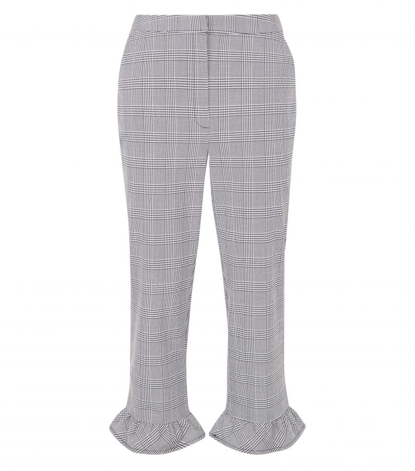 New Look Grey Cropped Frill Hem Check Trouser £19.99