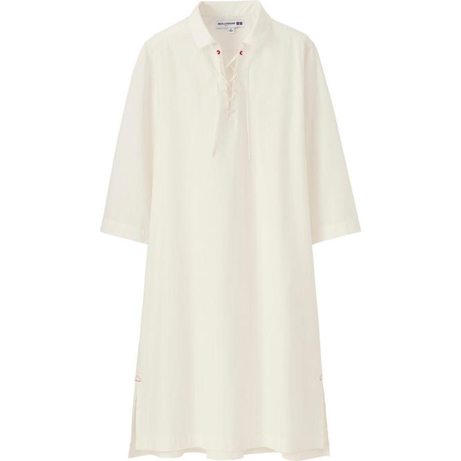 White Lace Up T-shirt Dress, Uniqlo x Ines De La Fressange
