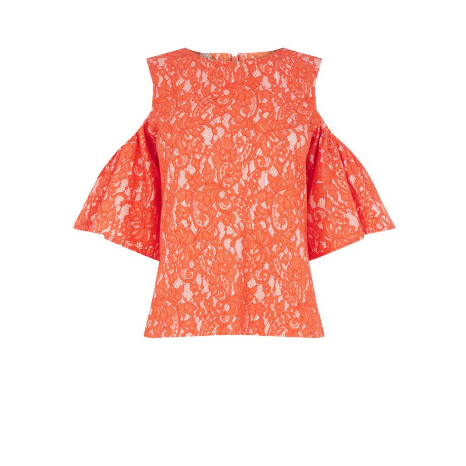 Orange Lace Cold Shoulder Top, £39, Warehouse