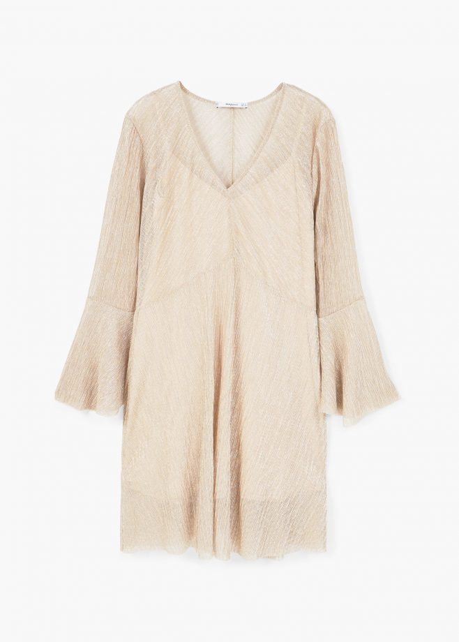 Mango Gold Pleated Dress, £35.99