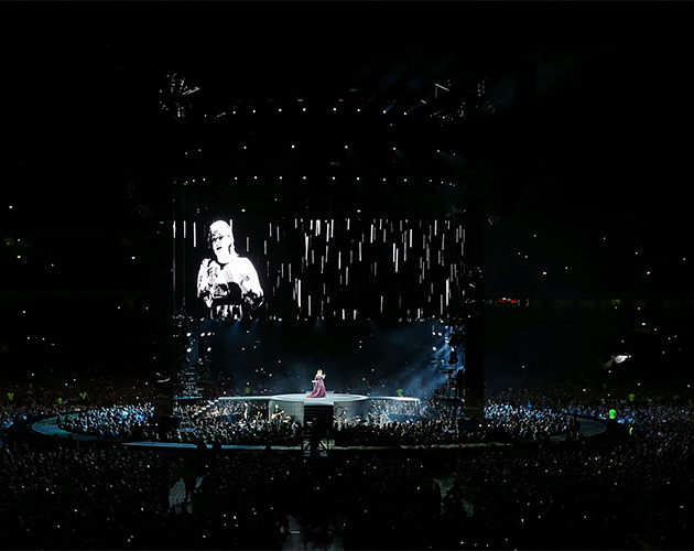 Adele address the crowd during her gig in Perth, Australia