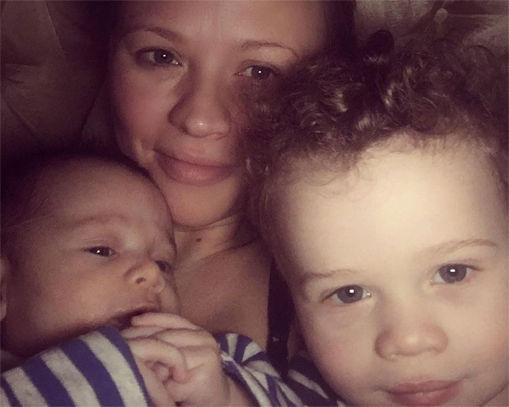 Kimberley Walsh and sons Bobby and Cole