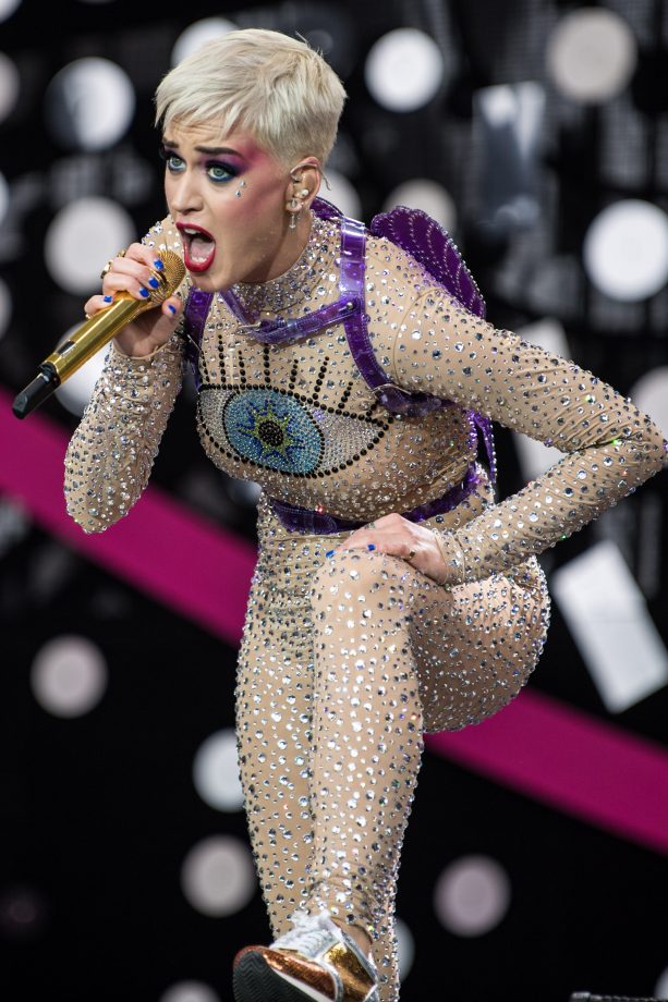 Katy Perry performing on the Pyramid Stage, Glastonbury Festival Jun 2017