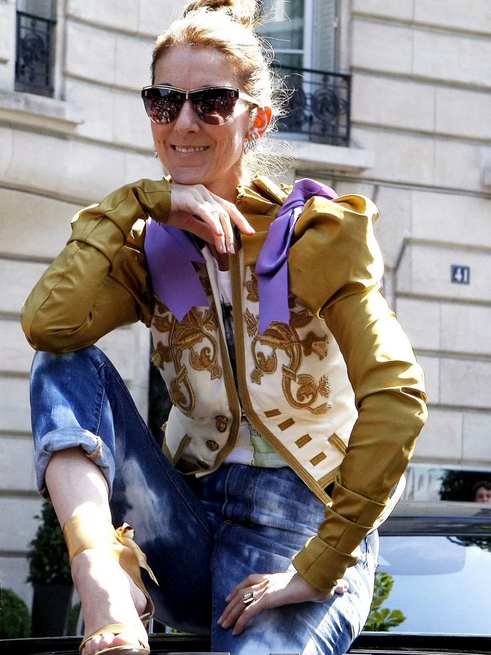 Celine Dion dressed in DSQUARED