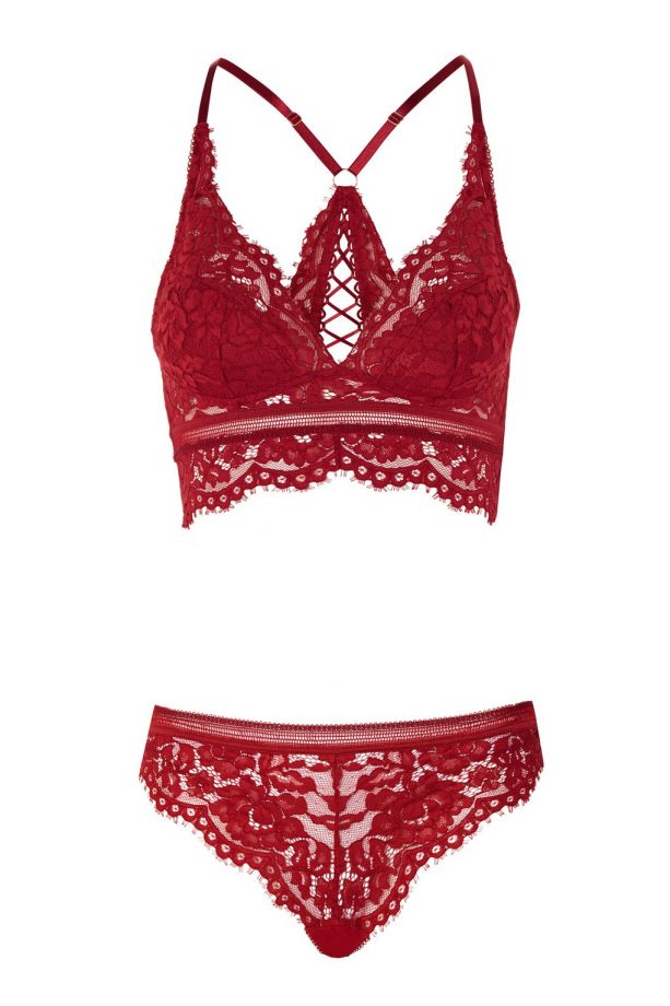Topshop Red Lace Lingerie Set, £24