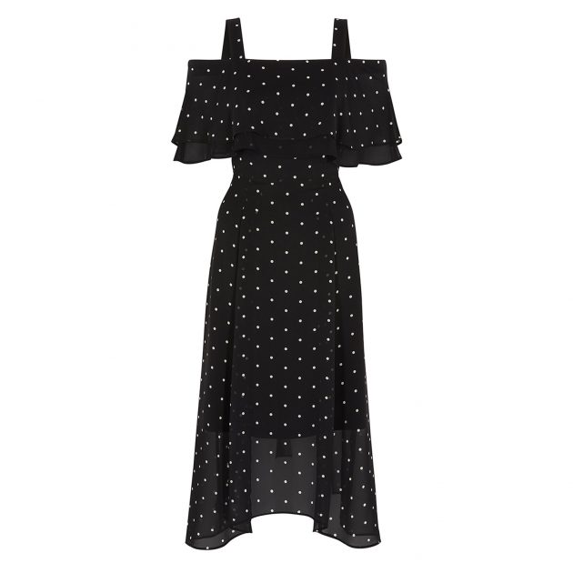 coast black and white polka dot dress