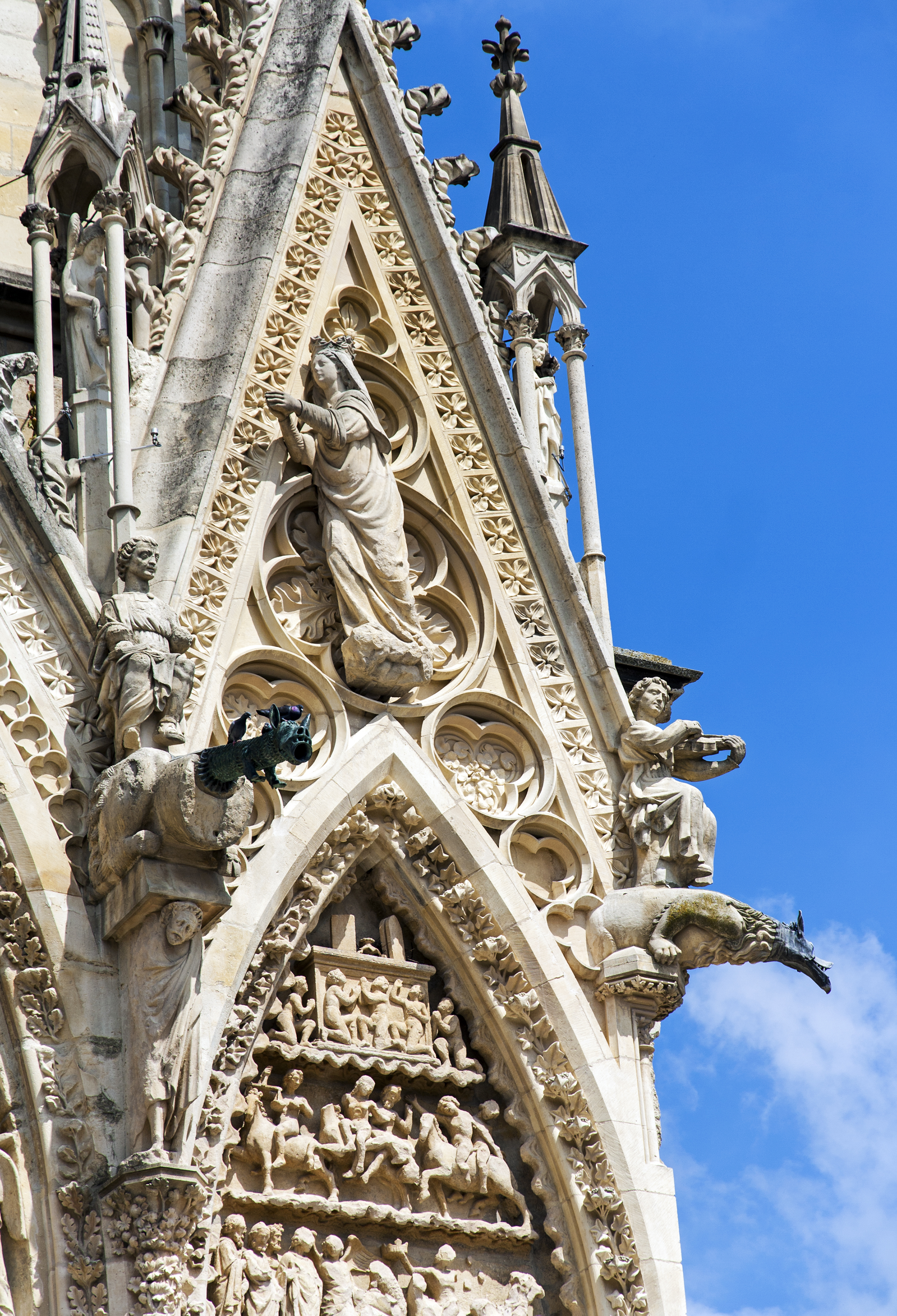 The facade of Notre Dame de Reims Cathedral, Champagne, France
